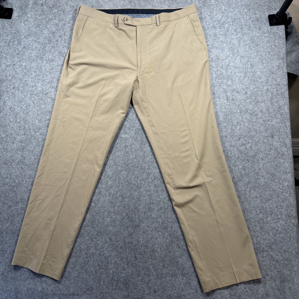 Nautica Dress Chino Pants 40x32 Tan Khaki Stretch Performance Modern Fit